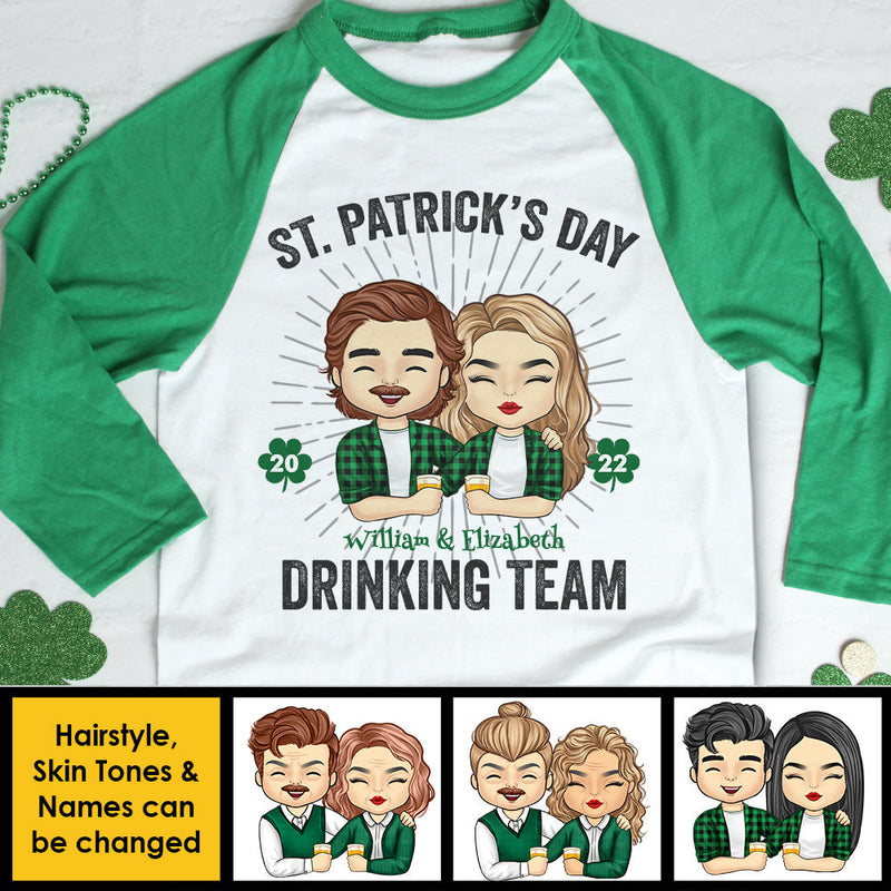 We Are The Drinking Team - Gift For Couples, Husband Wife, Personalized St. Patrick's Day Unisex Raglan Shirt
