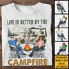 Life Is Better By The Campfire - Personalized Unisex T-shirt, Hoodie, Sweatshirt - Gift For Couple, Husband Wife, Anniversary, Engagement, Wedding, Marriage, Camping Gift