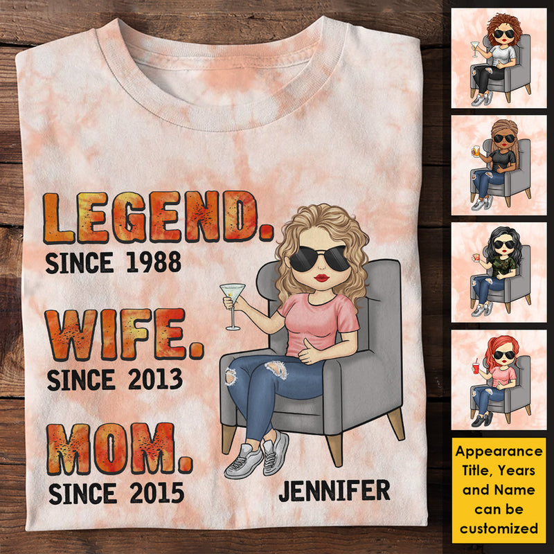 Legend Wife Mama Since Year - Gift For Mom, Personalized Unisex All-Over Printed T-Shirt