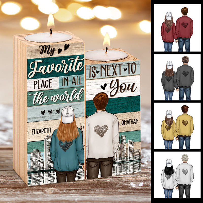 My Favorite Place Is Next To You - Gift For Couples - Personalized Candle Holder