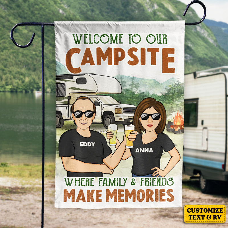 Welcome To Our Campsite - Personalized Flag - Gift For Camping Lovers