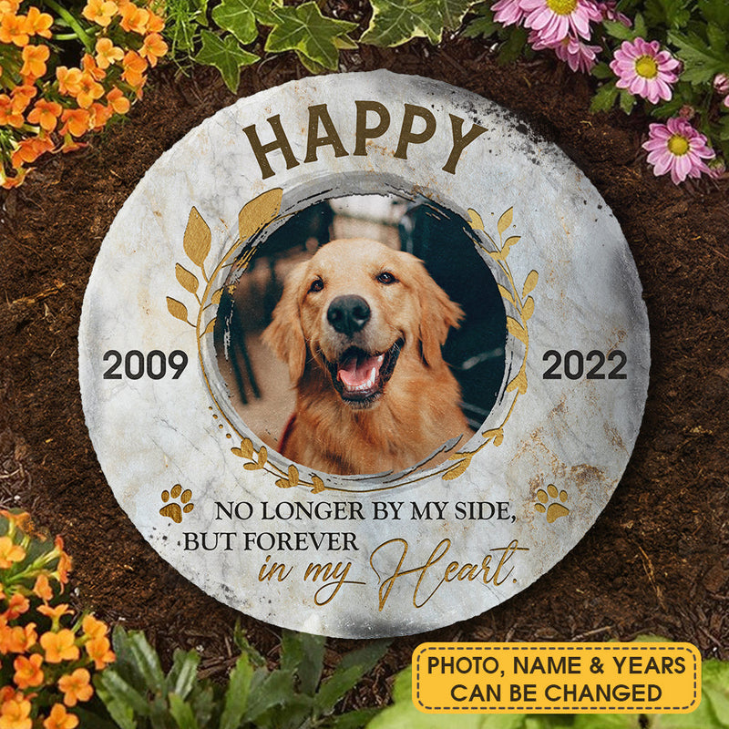 No Longer By Side But Forever In Heart - Personalized Memorial Stone, Pet Grave Marker - Upload Image, Memorial Gift, Sympathy Gift