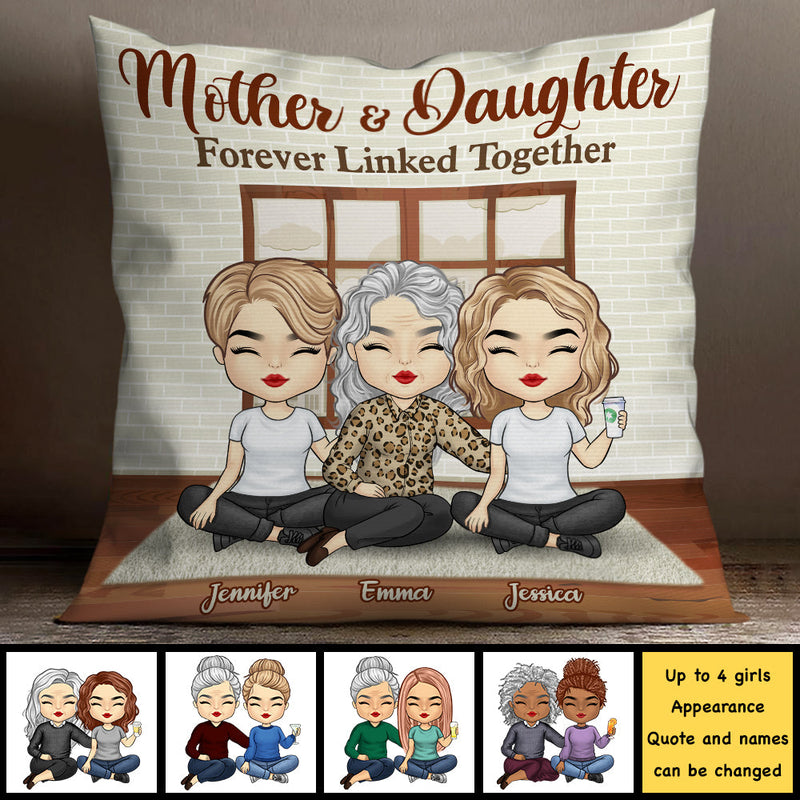 Mother And Daughter Forever Linked Together - Gift For Mom, Personalized Pillow (Insert Included)