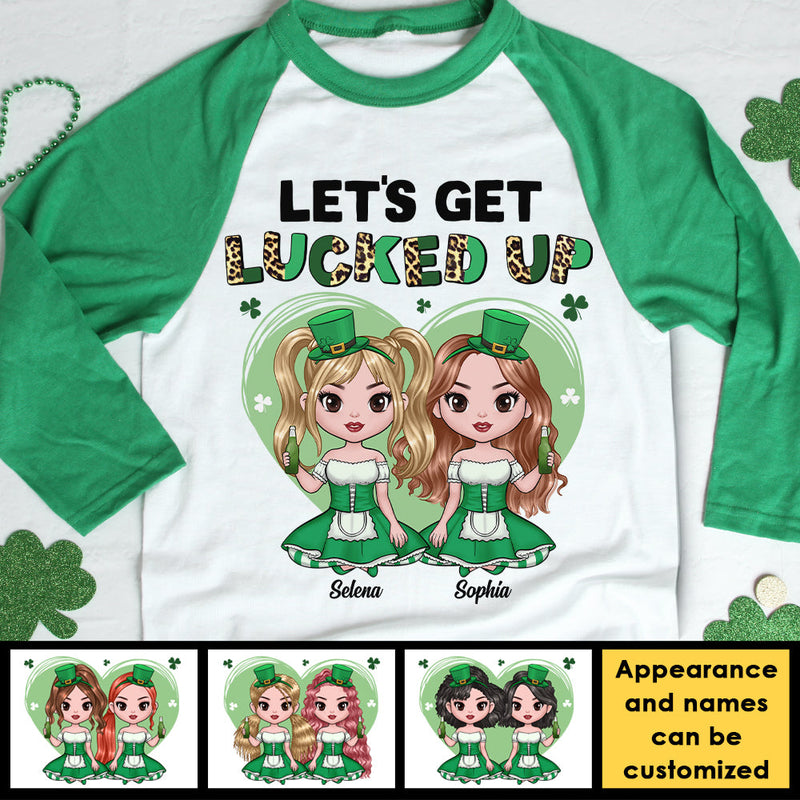 Let's Get Lucked Up - Gift For Besties, Personalized St. Patrick's Day Unisex Raglan Shirt