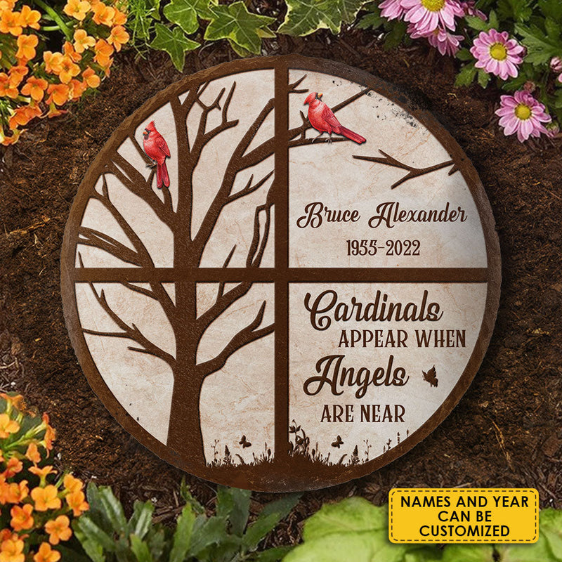 Cardinals Appear We Know Angels Are Near - Personalized Memorial Stone, Human Grave Marker - Memorial Gift, Sympathy Gift