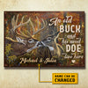 An Old Buck And His Sweet Doe Live Here - Personalized Metal Sign
