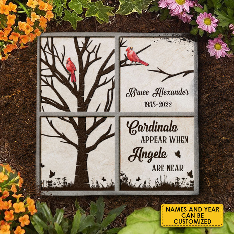 Cardinals Appear When Angels Are Near - Personalized Memorial Stone, Human Grave Marker - Upload Image, Memorial Gift, Sympathy Gift
