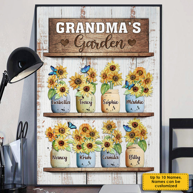 Grandma's Sunflower Garden - Personalized Vertical Poster