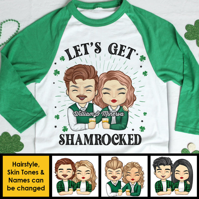 Let's Get Shamrocked - Gift For Couples, Husband Wife, Personalized St. Patrick's Day Unisex Raglan Shirt