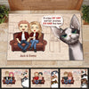 A Crazy Cat Lady And Her Grumpy Old Man Live Here - Gift For Cat Lovers, Personalized Decorative Mat