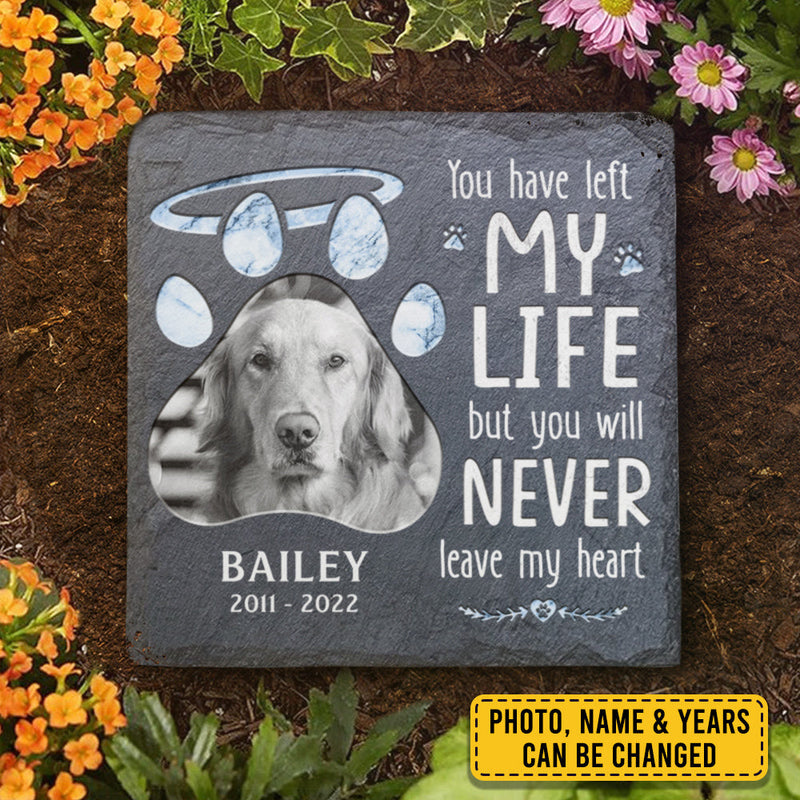 You Will Never Leave My Heart - Personalized Memorial Stone, Pet Grave Marker - Upload Image, Memorial Gift, Sympathy Gift