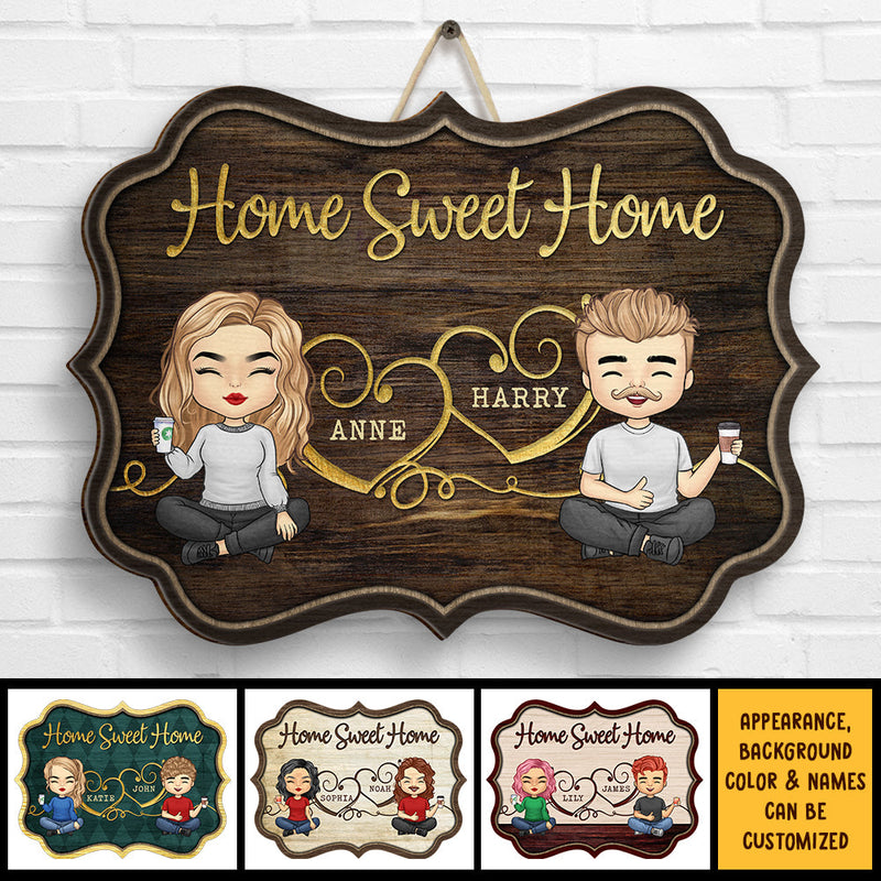 Home Sweet Home - Gift For Couples, Husband Wife - Personalized Shaped Wood Sign