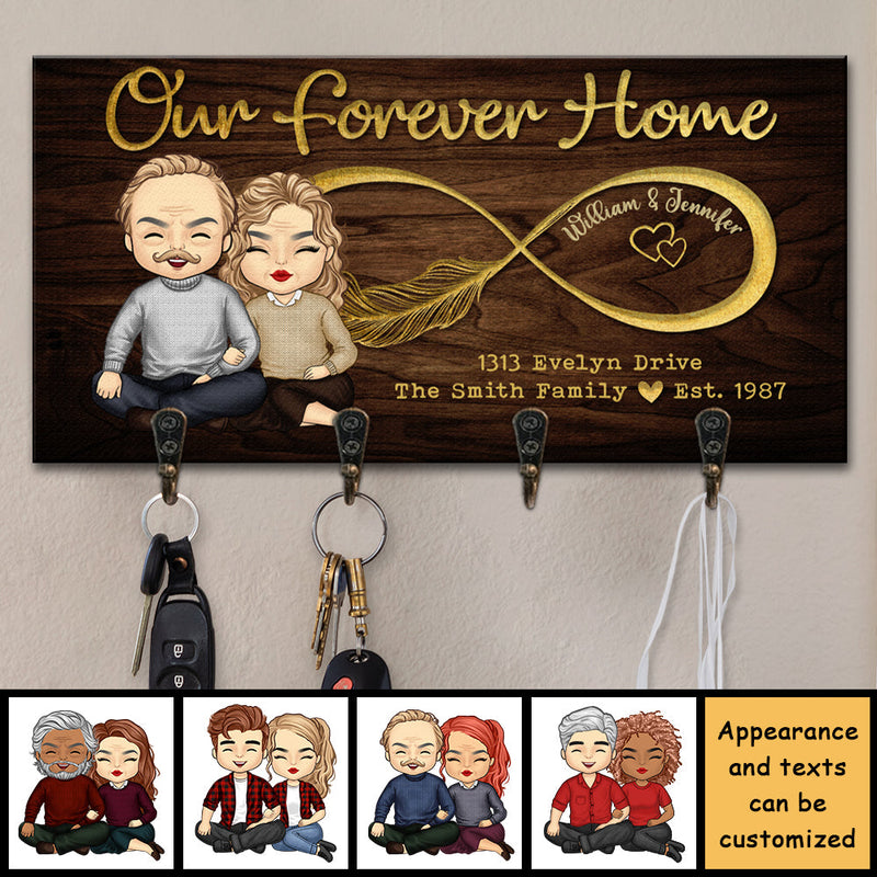 Our Life Our Forever Home - Personalized Key Hanger, Key Holder - Gift For Couples, Husband Wife