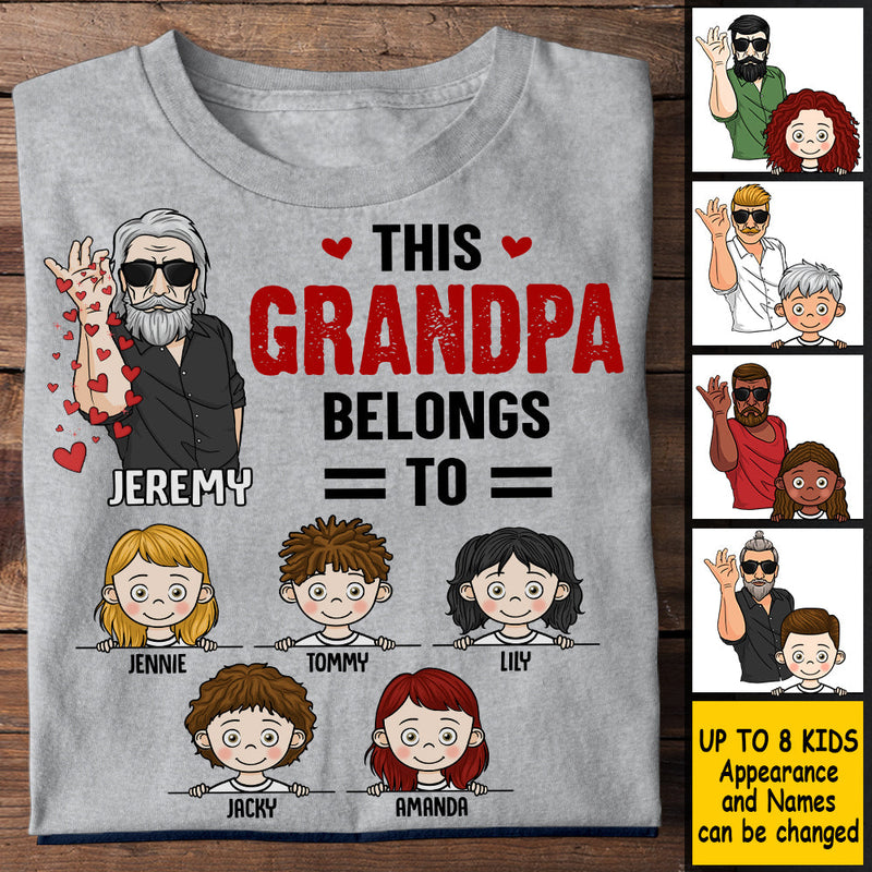 This Grandpa Belongs To - Gift For Dad, Grandpa - Personalized Unisex T-shirt, Hoodie