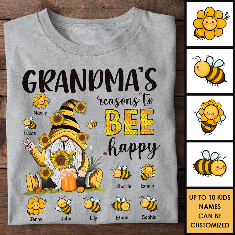Grandma's Reasons To Bee Happy - Gift For Grandma, Personalized Unisex T-shirt, Hoodie