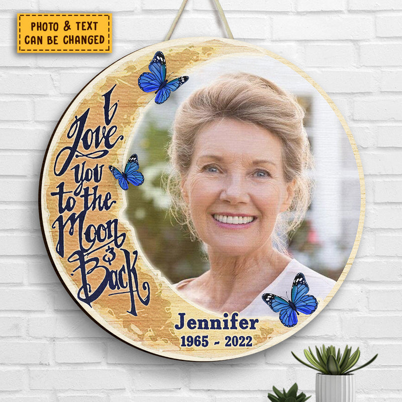 Love You To The Moon And Back - Personalized Shaped Wood Sign