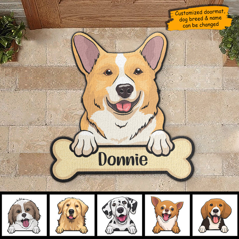 Cute Dog Peeking - Personalized Custom Shaped Decorative Mat