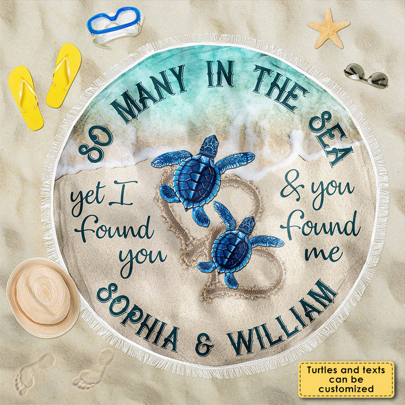 We Found Each Other - Personalized Round Beach Towel - Gift For Couples, Husband Wife