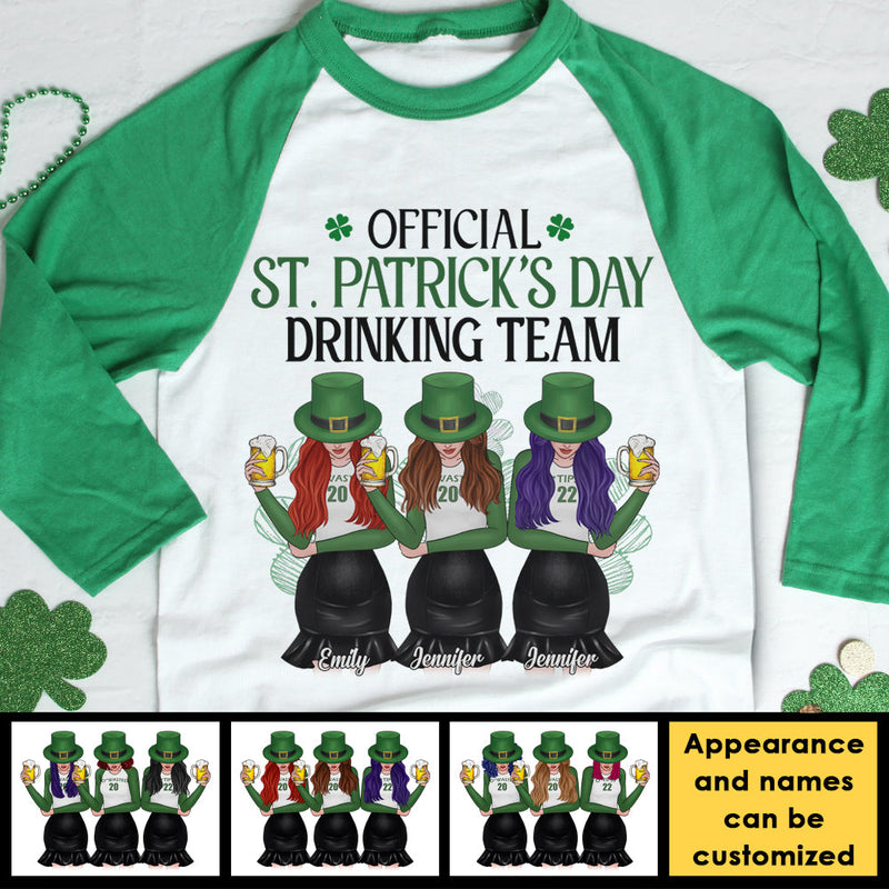 Official St. Patrick's Day Drinking Team - Gift For Besties, Personalized St. Patrick's Day Unisex Raglan Shirt