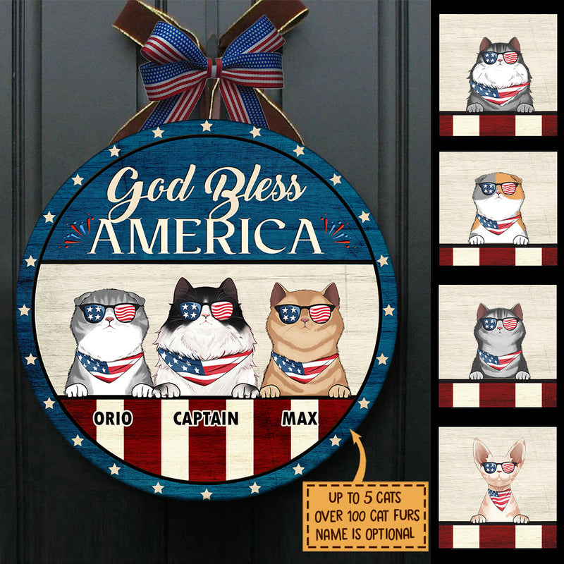 God Bless America - Funny Personalized Cat Door Sign