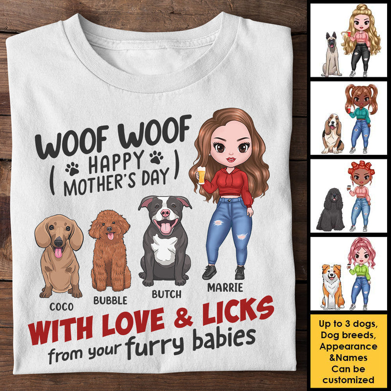 Happy Mother's Day With Love & Licks From Your Furry Babies - Gift For Mother's Day, Personalized Unisex T-shirt, Hoodie