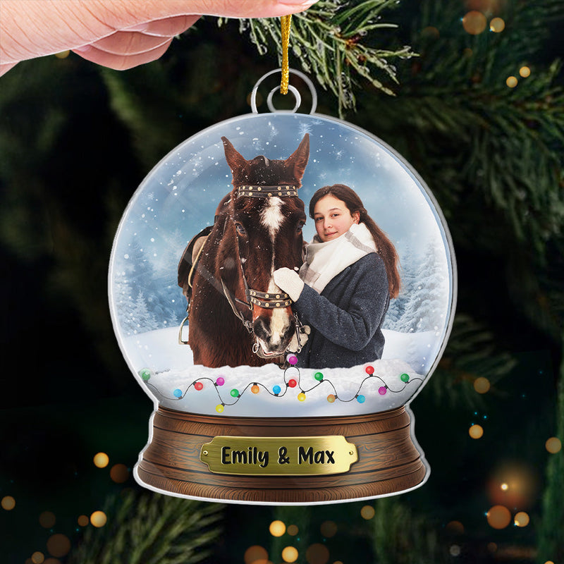 Custom Photo A Human Who Loves Horses - Horse Personalized Custom Ornament - Acrylic Custom Shaped - Christmas Gift For Horse Lovers, Equestrians, Horse Owners