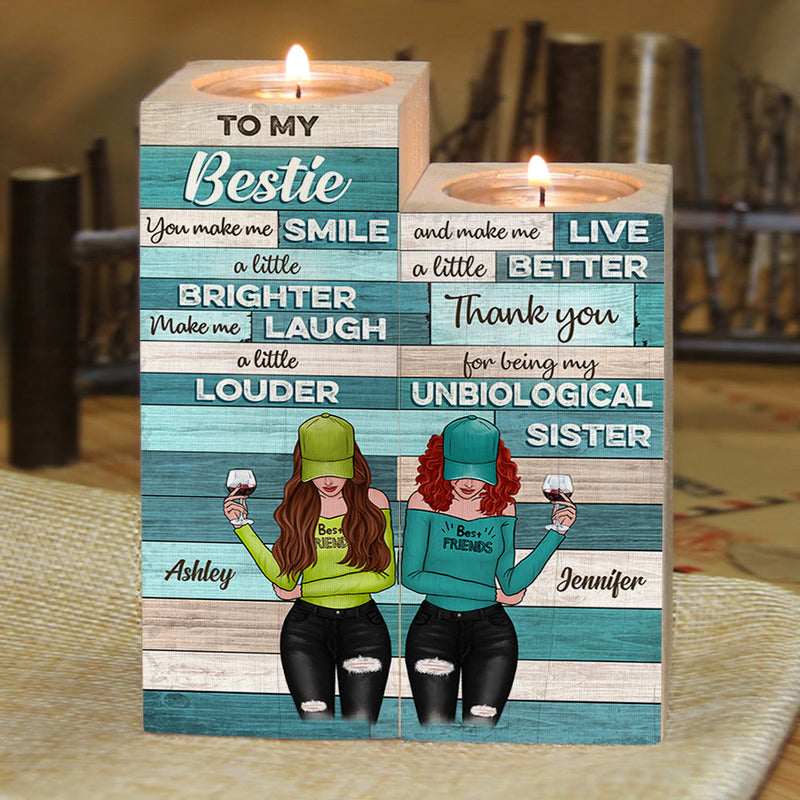 To My Bestie - You Make Me Smile A Little Brighter - Personalized Candle Holder