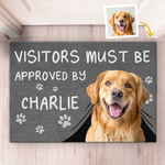 Custom Photo Visitors Must Be Approved By This Dog - Dog & Cat Personalized Custom Home Decor Decorative Mat - House Warming Gift For Dog Lovers