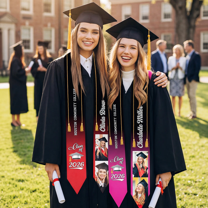One Chapter Ends, Another Begins - Personalized Custom Graduation Stole - Upload Image, Graduation Gift