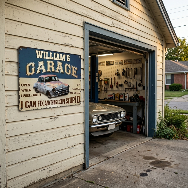 Custom Home Decor Metal Sign - Personalized  Father's Day Birthday Gifts For Men, Man Cave, Dad, Grandpa - My Garage, My Rules