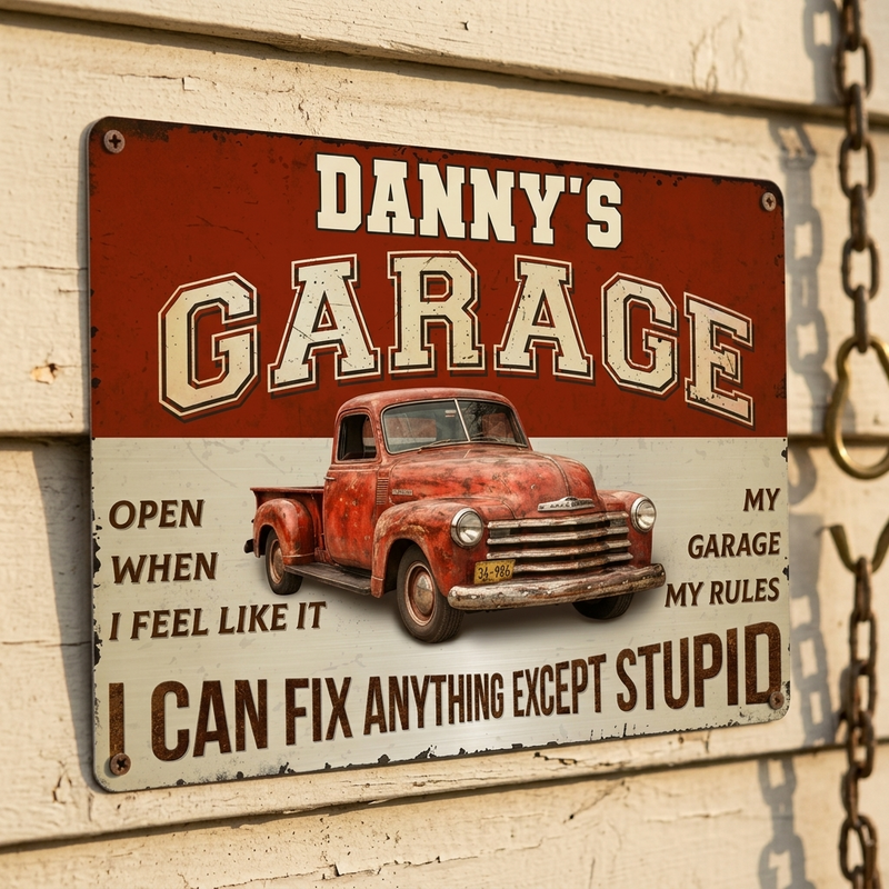 Custom Home Decor Metal Sign - Personalized  Father's Day Birthday Gifts For Men, Man Cave, Dad, Grandpa - My Garage, My Rules
