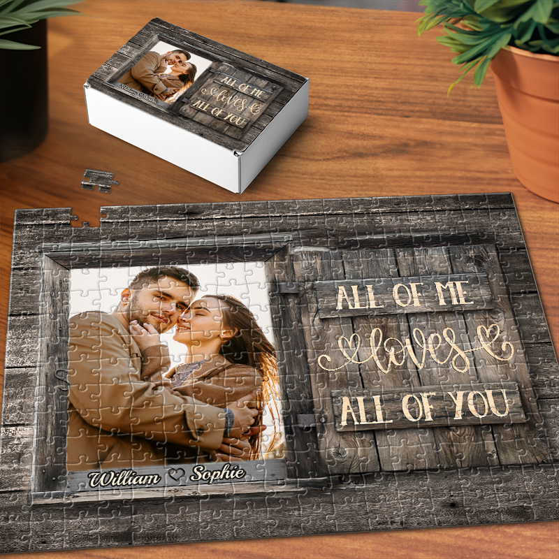 Custom Photo All Of Me Loves All Of You - Couple Personalized Custom Jigsaw Puzzle - Gift For Husband Wife, Anniversary