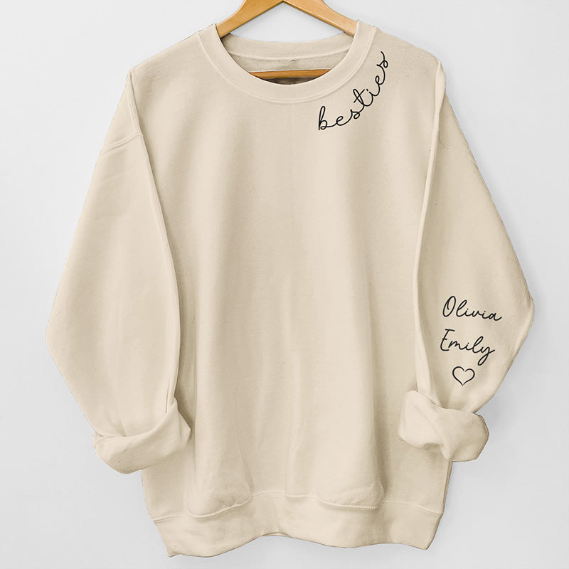 Different But Best Friends - Bestie Personalized Custom Unisex Sweatshirt With Design On Sleeve - Gift For Best Friends, BFF, Sisters
