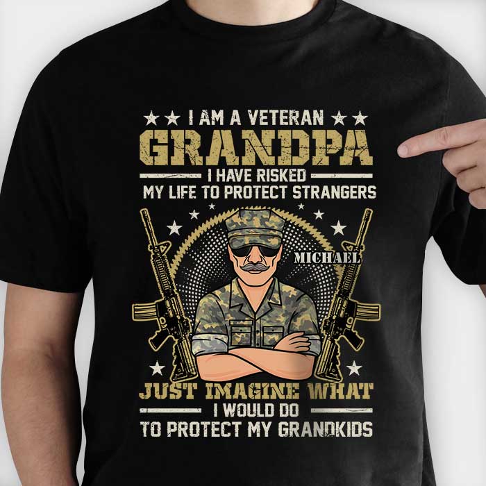 I Am A Veteran Grandpa - Gift For 4th Of July - Personalized Unisex T-Shirt