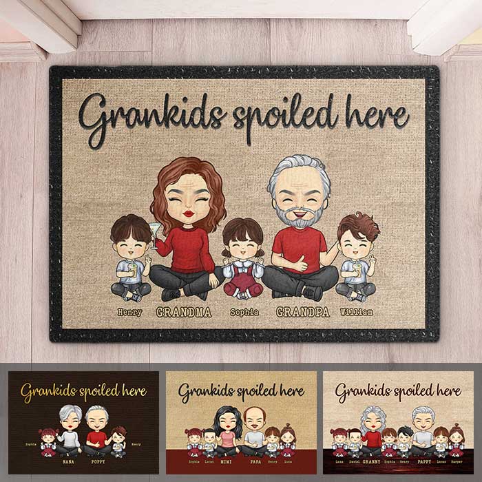Grandkids Spoiled Here - Family Personalized Custom Decorative Mat - Gift For Grandparents