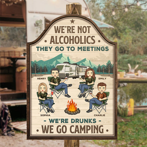 Our Camper The Friendship Is Free - Camping Personalized Custom Shaped Home Decor Wood Sign - House Warming Gift For Camping Lovers, Best Friends