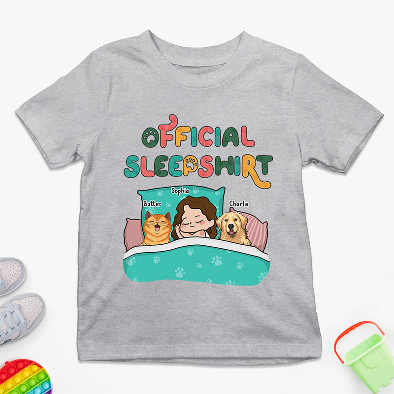 Kid & Pets Official Sleepshirt - Dog & Cat Personalized Custom Kid T-shirt - Gift For Kid, Pet Owners, Pet Lovers