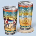 Love You To The Beach And Back - Couple Personalized Custom Tumbler - Gift For Husband Wife, Anniversary