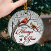 We're Always With You - Memorial Personalized Custom Ornament - Ceramic Round Shaped - Sympathy Gift For Family Members