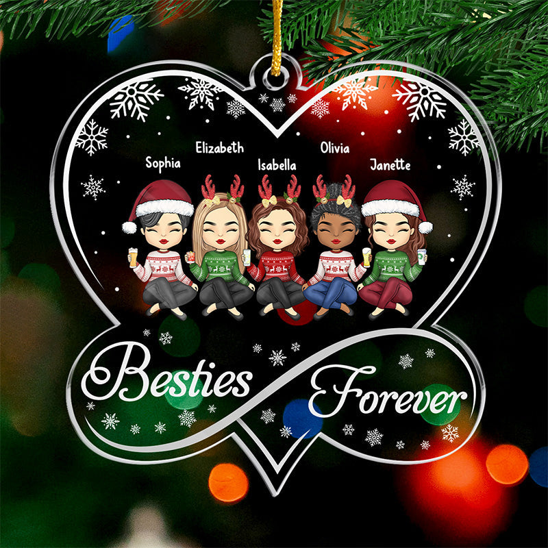 Always My Sister Forever My Friend - Bestie Personalized Custom Ornament - Acrylic Infinity Heart Shaped - Christmas Gift For Best Friends, BFF, Sisters