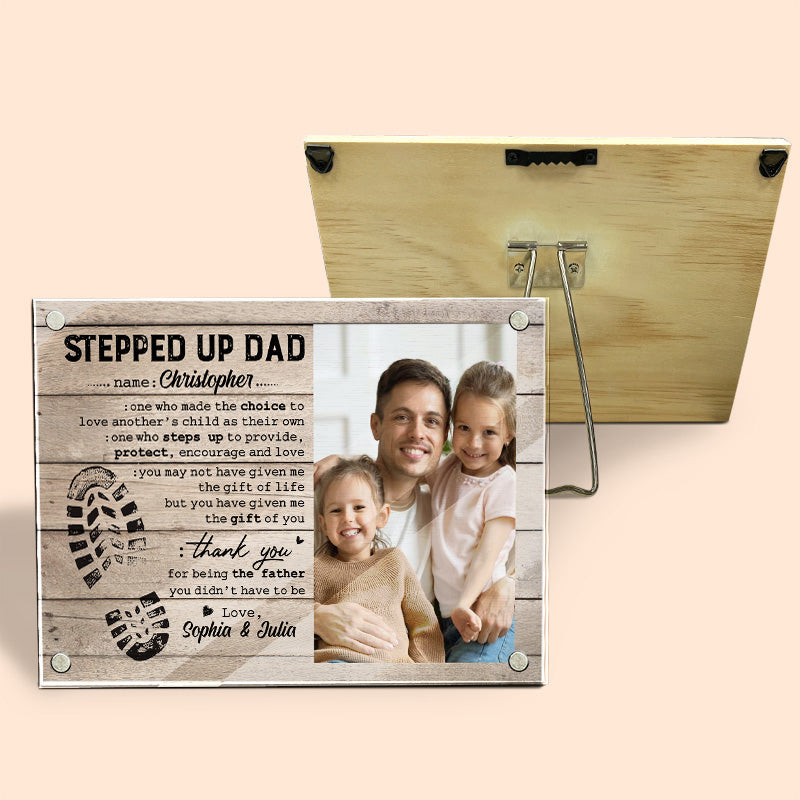 Thank You Stepped Up Dad - Family Personalized Custom Acrylic Magnetic Photo Frame - Father's Day, Birthday Gift For Dad