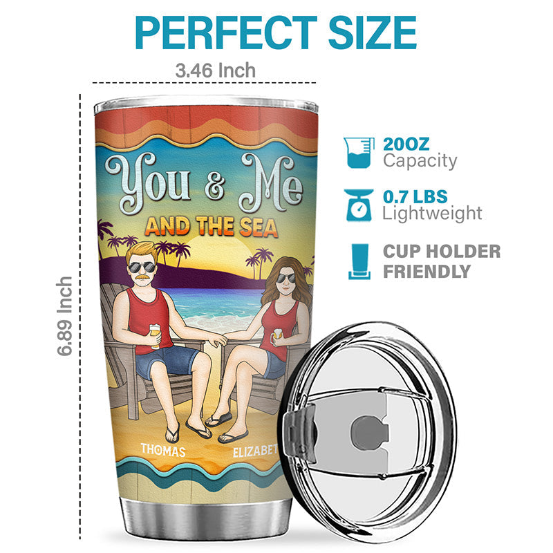 Love You To The Beach And Back - Couple Personalized Custom Tumbler - Gift For Husband Wife, Anniversary