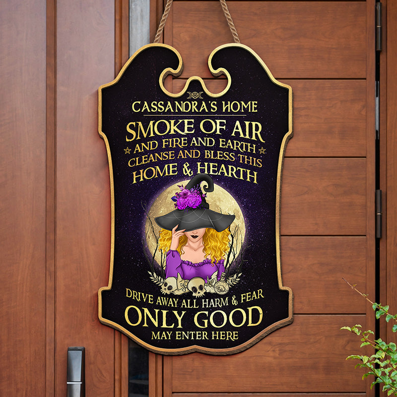 Sky Above Earth Below Peace Within - Personalized Custom Shaped Home Decor Witch Wood Sign - Halloween Gift For Witches, Yourself