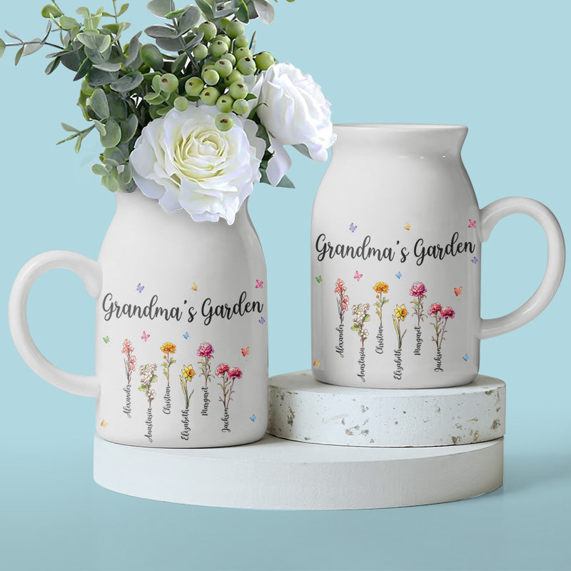 Grandma's Garden Where Love Grows - Family Personalized Custom Home Decor Flower Vase - House Warming Gift For Mom, Grandma