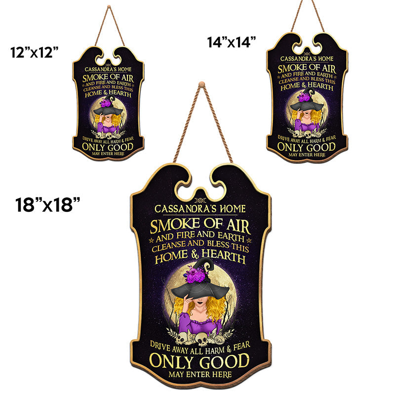 Sky Above Earth Below Peace Within - Personalized Custom Shaped Home Decor Witch Wood Sign - Halloween Gift For Witches, Yourself
