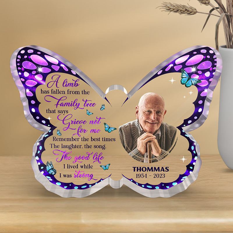 Custom Photo Remember The Best Times - Memorial Personalized Custom Butterfly Shaped Acrylic Plaque - Sympathy Gift, Gift For Family Members