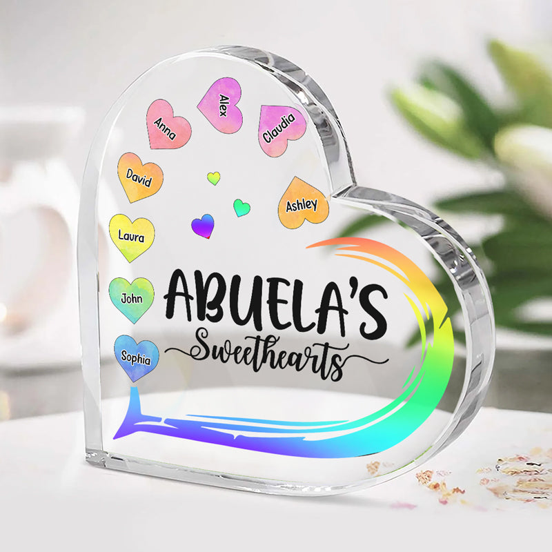 Grandma's Sweethearts - Family Personalized Custom Heart Shaped Acrylic Plaque - Birthday Gift For Grandma