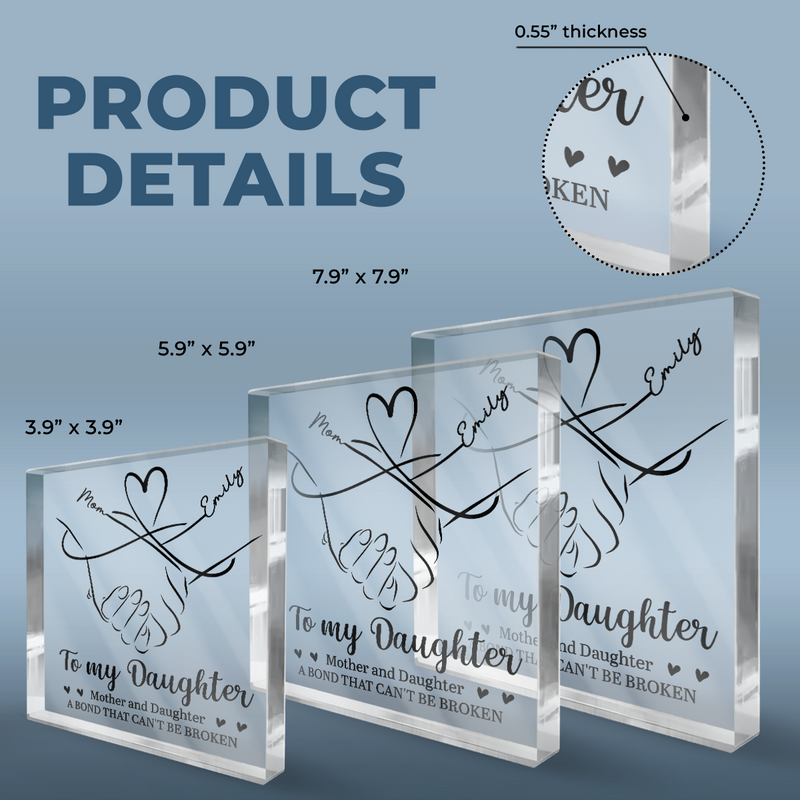 Mother And Daughter Forever Linked Together - Family Personalized Custom Square Shaped Acrylic Plaque - Gift For Daughter From Mom