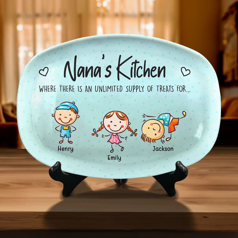 Kitchen Where Memories Are Made And Grandkids Are Spoiled - Family Personalized Custom Platter - Birthday Gift For Grandma