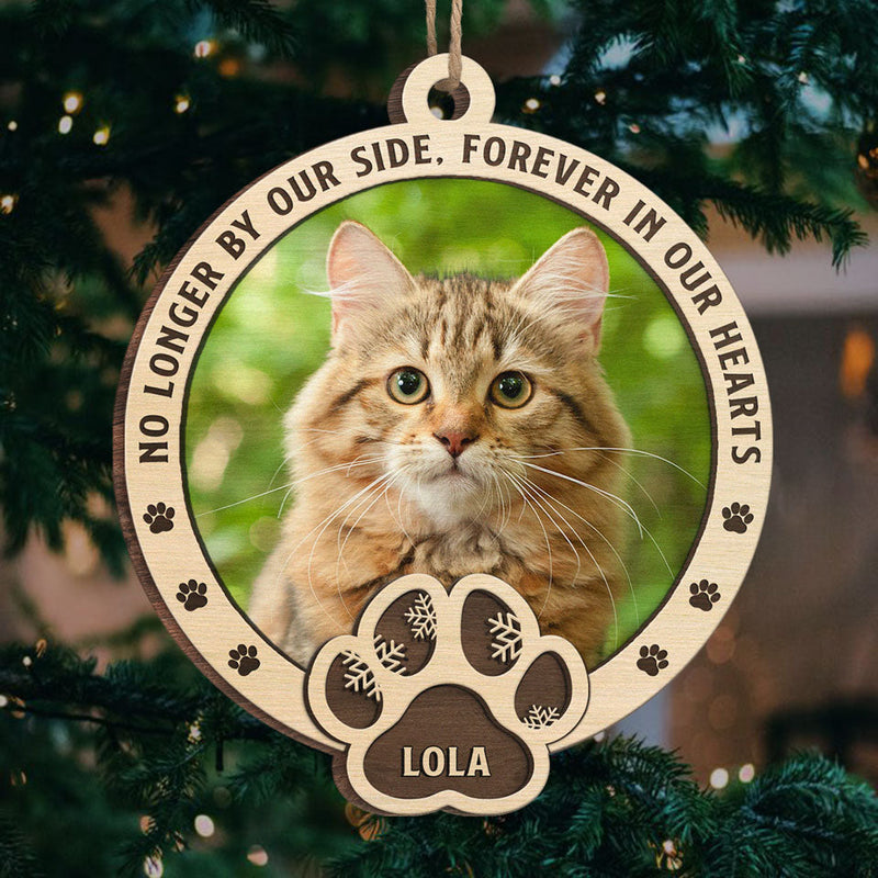 Custom Photo You Left Pawprints On The Hearts - Memorial Personalized Custom Ornament - Wood Custom Shaped - Christmas Gift, Sympathy Gift For Pet Owners, Pet Lovers